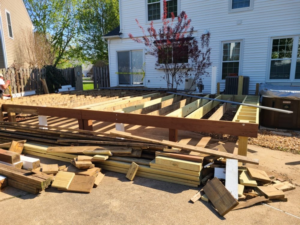 Weathered deck before restoration